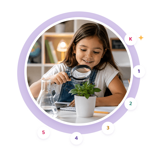 Elementary School student doing a hands-on science activity, grades K-5